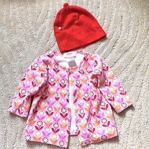 Vintage Zutano Baby Cardigan and Beanie Cap Hat 0-6 months
